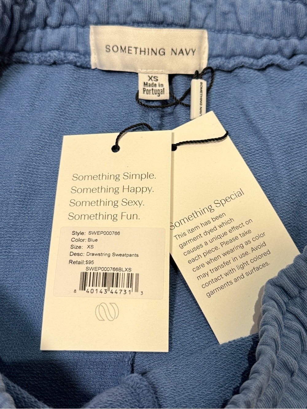 NWT - Something Navy French Terry Jogger Sweatpants Blue XS - Picture 5 of 6